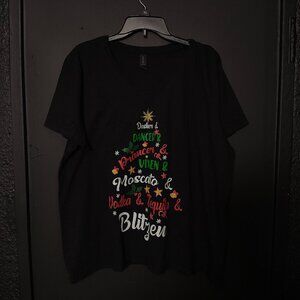 NWT Black Christmas Reindeer Names Holiday T-Shirt - Funny Alcohol Theme